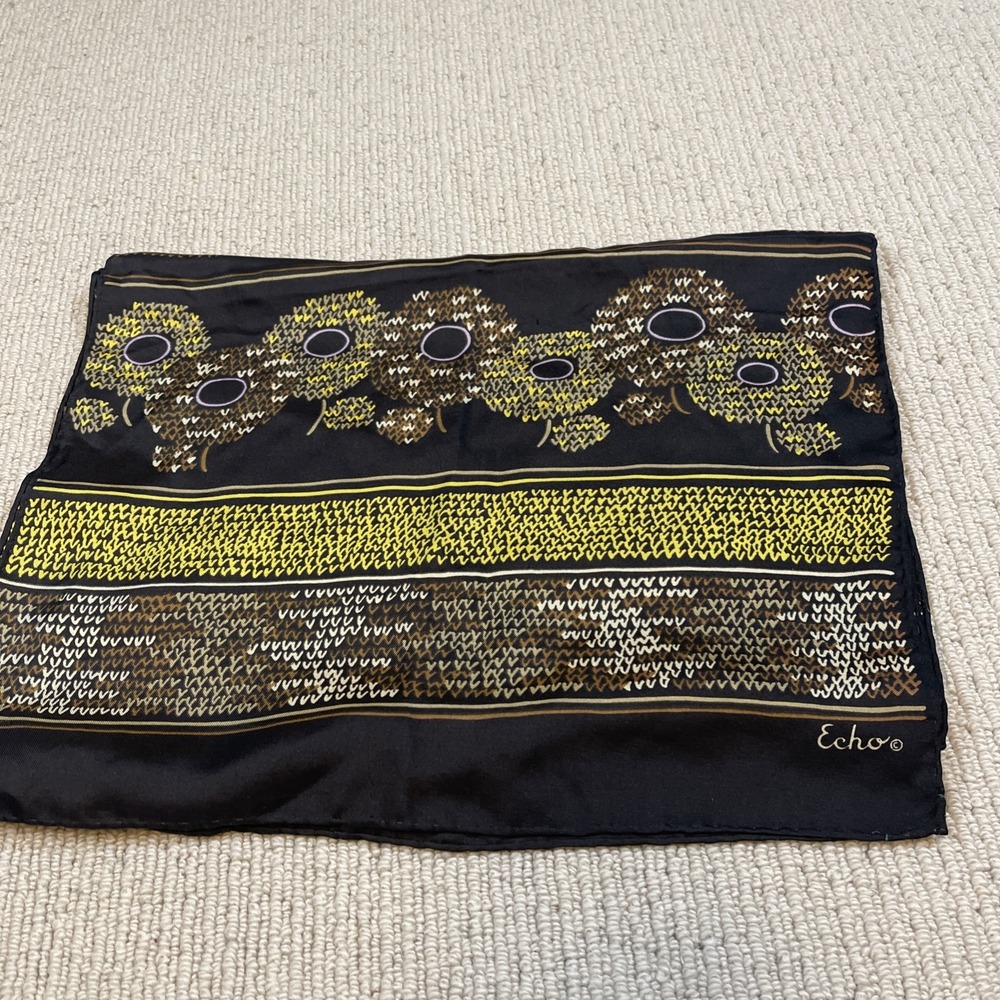 Vtg Echo Scarf Geometric Print Mod Japan 15x45